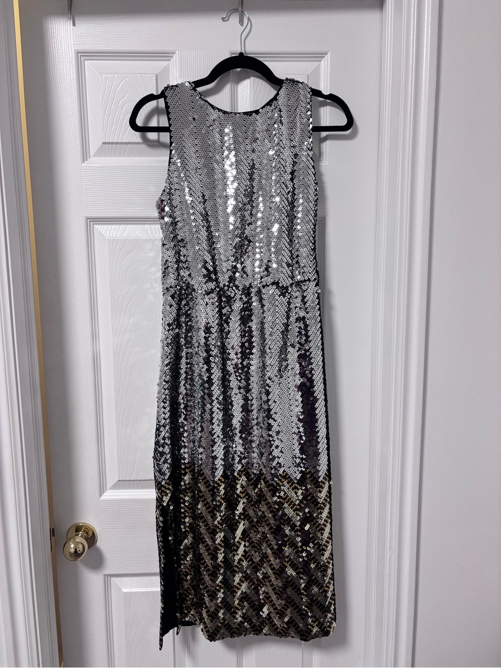 J. Crew Silver/gold/brown Sequin Sleeveless Midi Dress